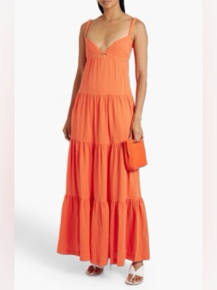 Jonathan Simkhai Orange Tiered Maxi Dress